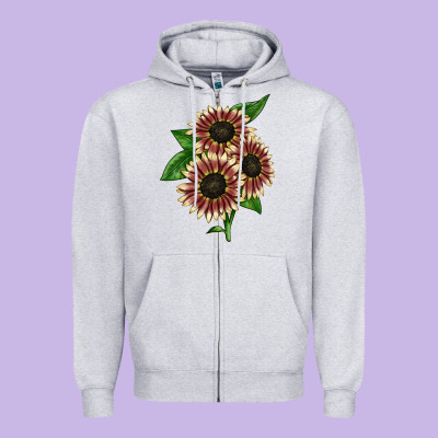 Strawberry Blonde Sunflower Zipper Hoodie Designed By Lillyallendesigns