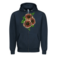 Navy strawberry blonde sunflower Zipper Hoodie - LillyAllenDesigns