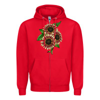 Red strawberry blonde sunflower Zipper Hoodie - LillyAllenDesigns
