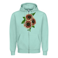 Seafoam strawberry blonde sunflower Zipper Hoodie - LillyAllenDesigns
