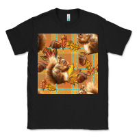 Black fall squirrel and plaid seamless Classic Tee - BundleAndBundleShop