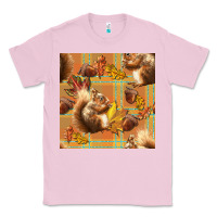 Bubblegum Pink fall squirrel and plaid seamless Classic Tee - BundleAndBundleShop