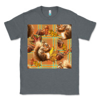 Charcoal Heather fall squirrel and plaid seamless Classic Tee - BundleAndBundleShop