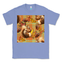 Colony Blue fall squirrel and plaid seamless Classic Tee - BundleAndBundleShop