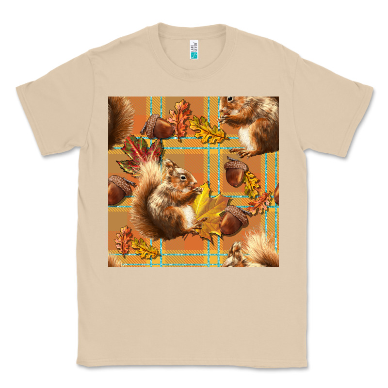Fall Squirrel And Plaid Seamless Classic Tee by BundleAndBundleShop | Teevron