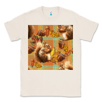 Natural fall squirrel and plaid seamless Classic Tee - BundleAndBundleShop