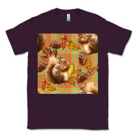 Plum fall squirrel and plaid seamless Classic Tee - BundleAndBundleShop