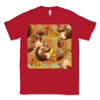 Red fall squirrel and plaid seamless Classic Tee - BundleAndBundleShop