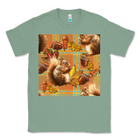 Sage fall squirrel and plaid seamless Classic Tee - BundleAndBundleShop