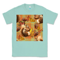 Seafoam fall squirrel and plaid seamless Classic Tee - BundleAndBundleShop