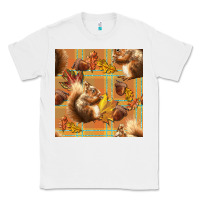White fall squirrel and plaid seamless Classic Tee - BundleAndBundleShop