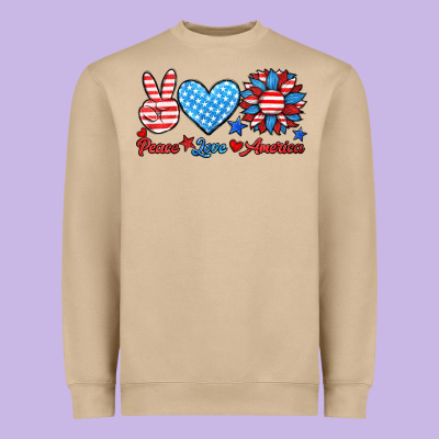Peace Love America Heavyweight Sweatshirt Designed By Hra Design Shop