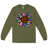 Army Green sunflower american flag Long Sleeve Tee - JahusDesignShop