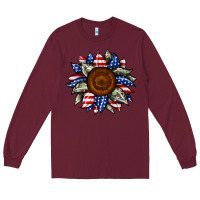 Burgundy sunflower american flag Long Sleeve Tee - JahusDesignShop