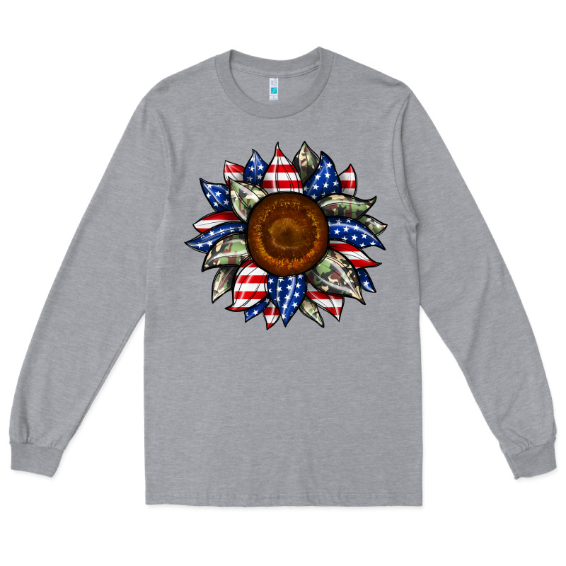 Sunflower American Flag Long Sleeve Tee by JahusDesignShop | Teevron