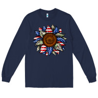 Navy sunflower american flag Long Sleeve Tee - JahusDesignShop