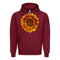 Burgundy tiger eyes sunflower Zipper Hoodie - LillyAllenDesigns
