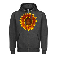 Charcoal Heather tiger eyes sunflower Zipper Hoodie - LillyAllenDesigns