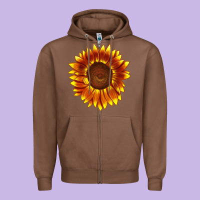 Tiger Eyes Sunflower Zipper Hoodie Designed By Lillyallendesigns