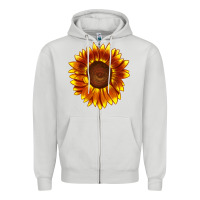 Dove Grey tiger eyes sunflower Zipper Hoodie - LillyAllenDesigns