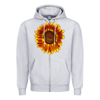 Heather Grey tiger eyes sunflower Zipper Hoodie - LillyAllenDesigns