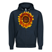 Navy tiger eyes sunflower Zipper Hoodie - LillyAllenDesigns