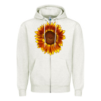 Oatmeal Heather tiger eyes sunflower Zipper Hoodie - LillyAllenDesigns