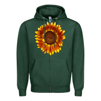 Sports Green tiger eyes sunflower Zipper Hoodie - LillyAllenDesigns