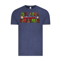 Vintage Denim just a girl who loves christmas with cookies Vintage Tee - FaDigitalArtStudio