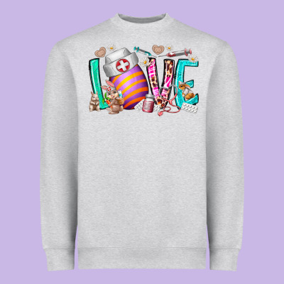 Love Easter Day Nurse Heavyweight Sweatshirt Designed By Racoondesign