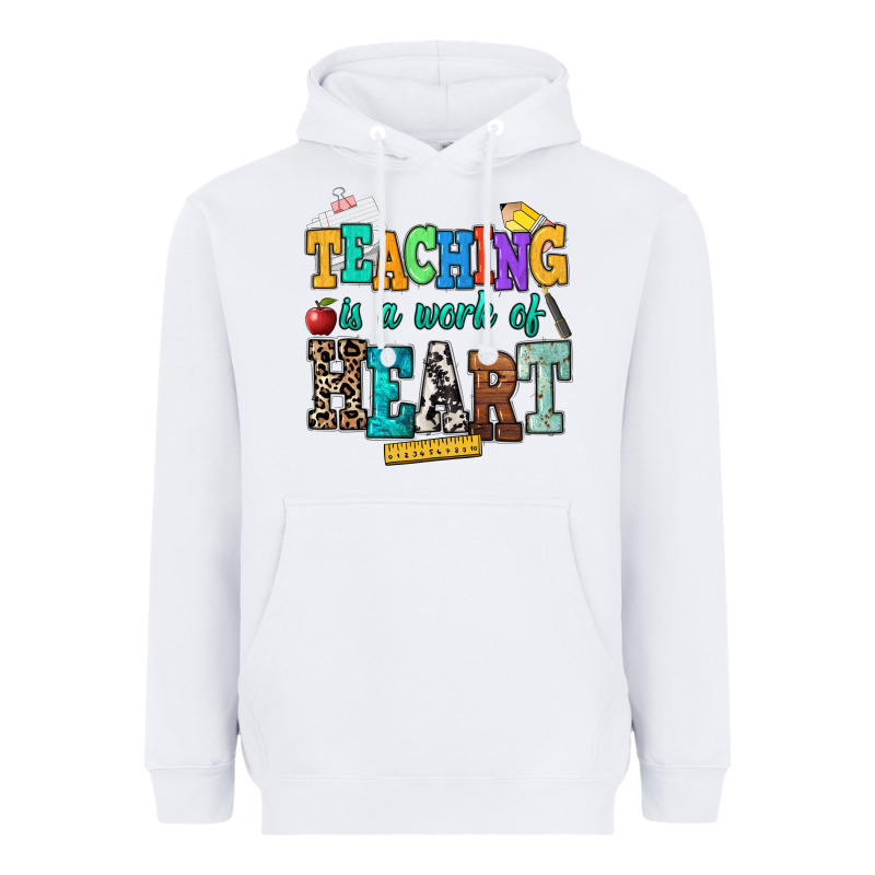Teaching Is A Work Of Heart Heavyweight Hoodie by NancyCooperArtShop | Teevron