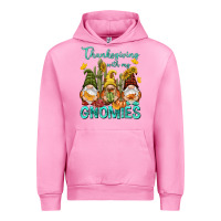 Fuchsia Pink Thanksgiving With My Gnomes Urban Hoodie - NancyCooperArtShop