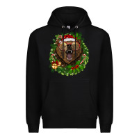 Black christmas bear  wreath Premium Hoodie - BarkalooDesign