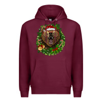 Burgundy christmas bear  wreath Premium Hoodie - BarkalooDesign