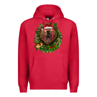 Cardinal christmas bear  wreath Premium Hoodie - BarkalooDesign