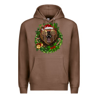 Chestnut christmas bear  wreath Premium Hoodie - BarkalooDesign