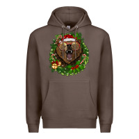 Coffee christmas bear  wreath Premium Hoodie - BarkalooDesign