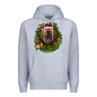 Heather Grey christmas bear  wreath Premium Hoodie - BarkalooDesign