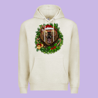 Christmas Bear  Wreath Premium Hoodie Designed By Barkaloodesign