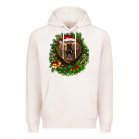 Pale Pink christmas bear  wreath Premium Hoodie - BarkalooDesign