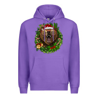 Purple christmas bear  wreath Premium Hoodie - BarkalooDesign