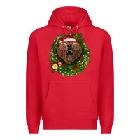Red christmas bear  wreath Premium Hoodie - BarkalooDesign