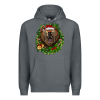 Rock christmas bear  wreath Premium Hoodie - BarkalooDesign