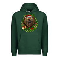 Sports Green christmas bear  wreath Premium Hoodie - BarkalooDesign