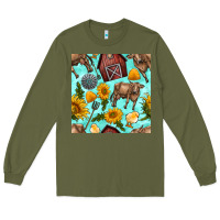 Army Green farm seamless pattern Long Sleeve Tee - BundleAndBundleShop