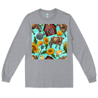 Heather Grey farm seamless pattern Long Sleeve Tee - BundleAndBundleShop