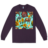 Plum farm seamless pattern Long Sleeve Tee - BundleAndBundleShop