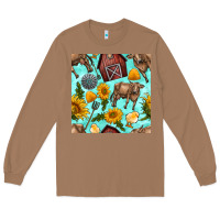 Toasted Coconut farm seamless pattern Long Sleeve Tee - BundleAndBundleShop