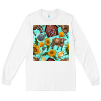 White farm seamless pattern Long Sleeve Tee - BundleAndBundleShop