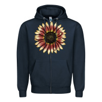 Navy strawberry blonde sunflower Zipper Hoodie - LillyAllenDesigns